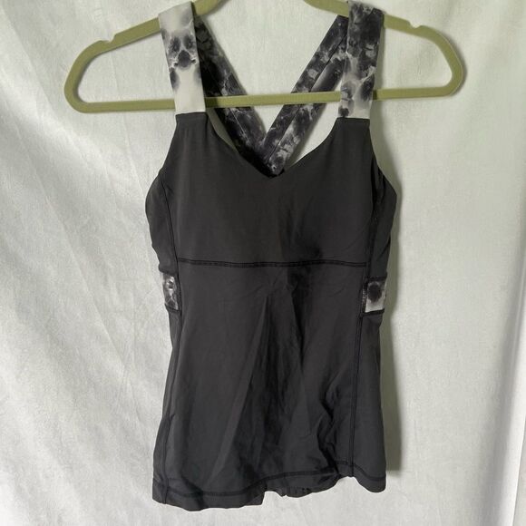 Lululemon Push Ur Limits Tank Coal/Black Roses sz 6 - Picture 1 of 7